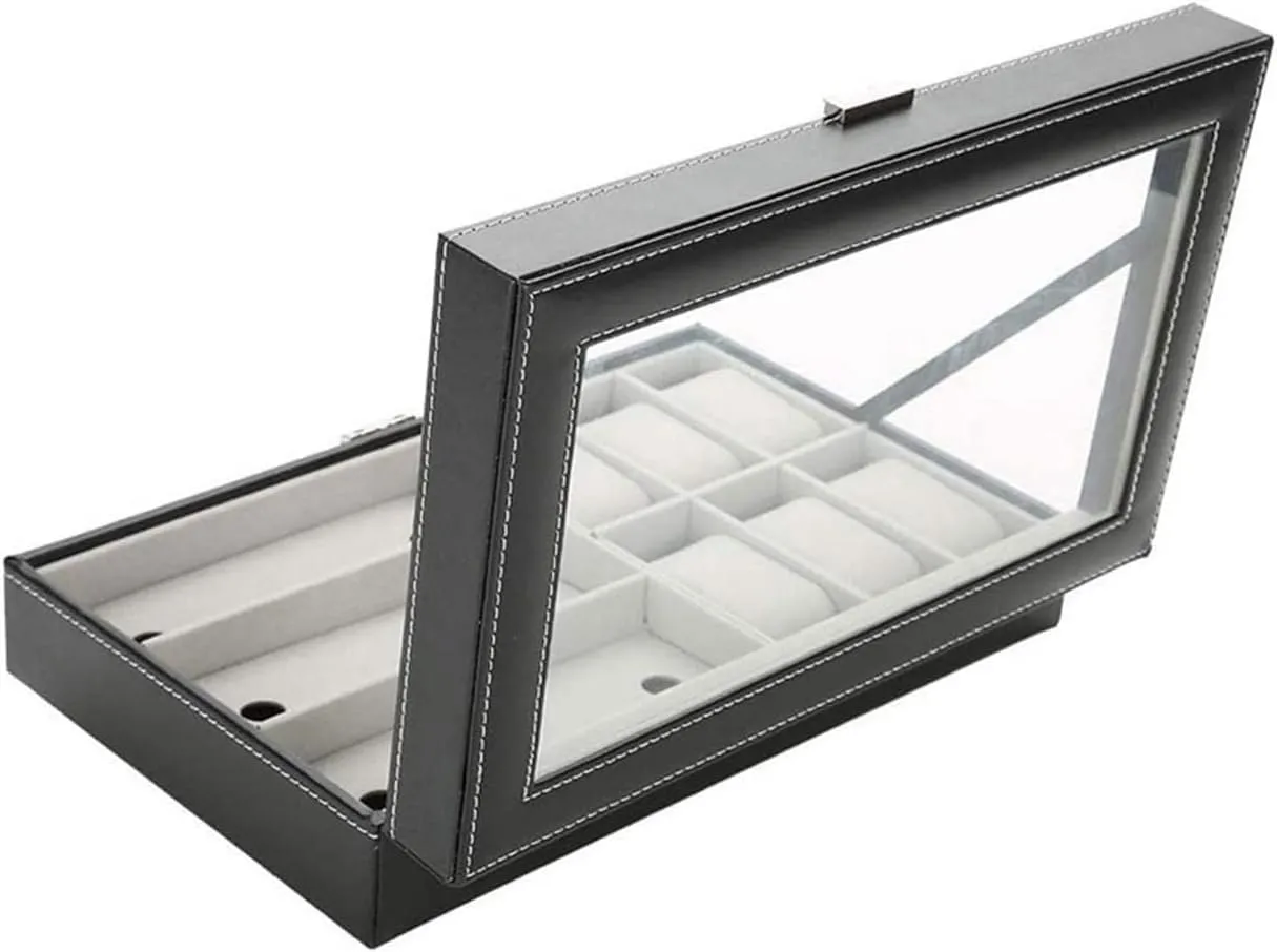 Men Women Leather Display Storage Collection Organizer(A) Watch Box reflect fabricate Case Jewelry 