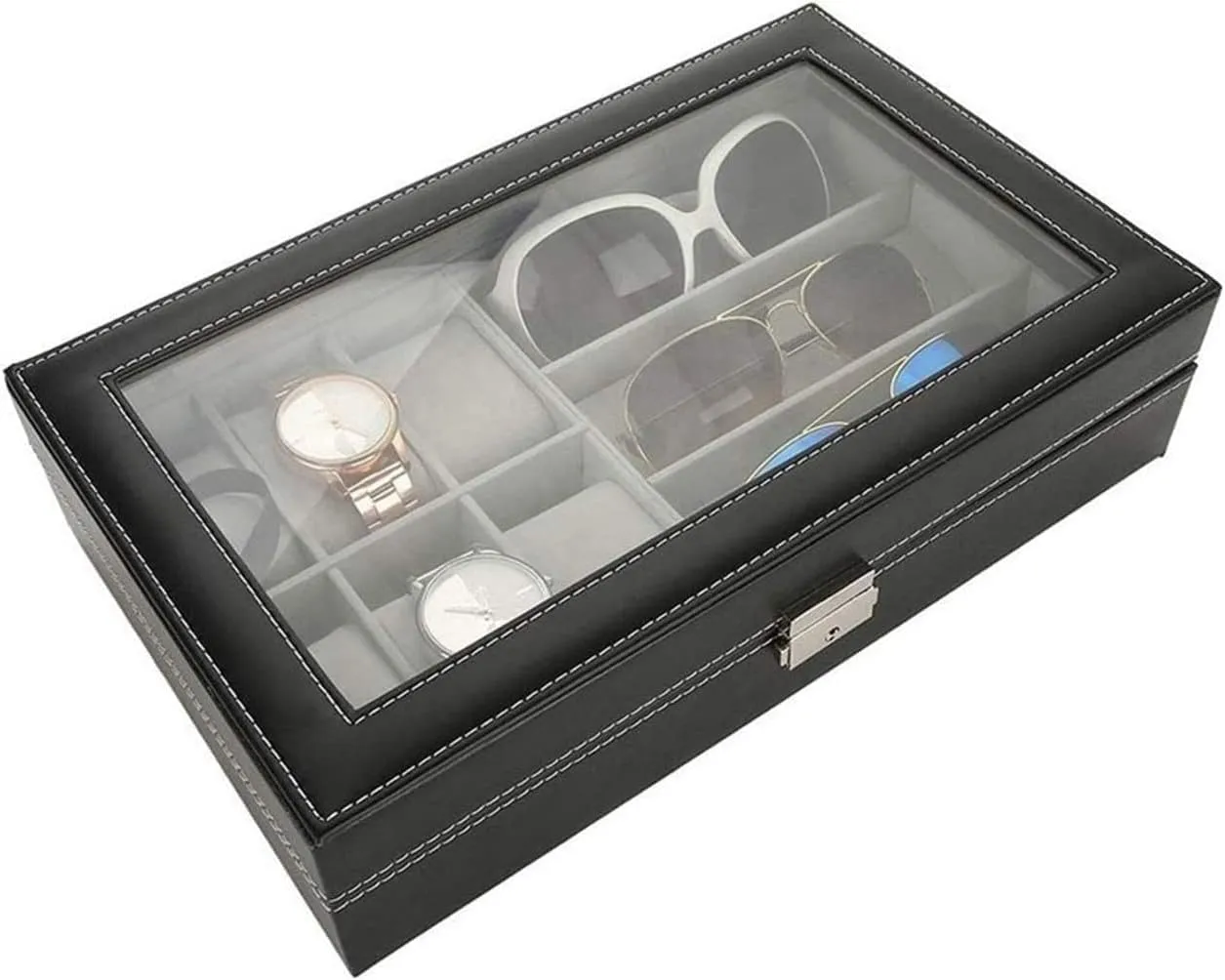 Men Women Leather Display Storage Collection Organizer(A) Watch Box reflect fabricate Case Jewelry 