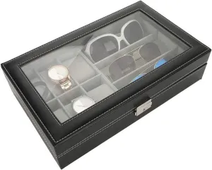 Men Women Leather Display Storage Collection Organizer(A) Watch Box reflect fabricate Case Jewelry 