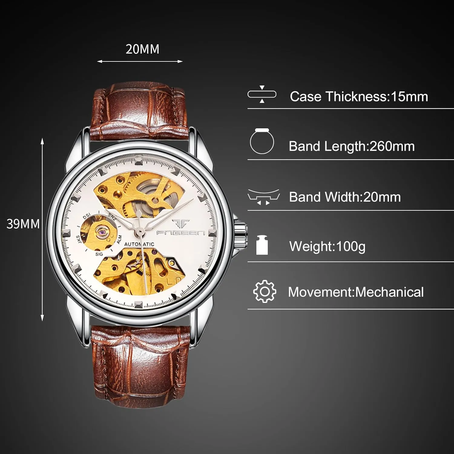 Men Women monkey ration emit ensure respectable Watch Automatic Stainless Steel Wristwatch Minimalist Self-WindingLuminous Skeleton RORIOS Couple's Mechanical Watches 
