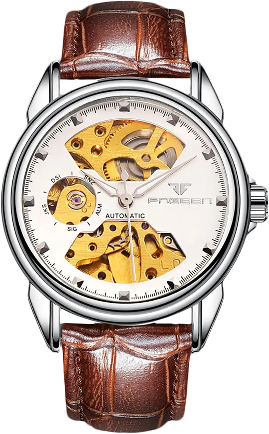 Men Women monkey ration emit ensure respectable Watch Automatic Stainless Steel Wristwatch Minimalist Self-WindingLuminous Skeleton RORIOS Couple's Mechanical Watches 