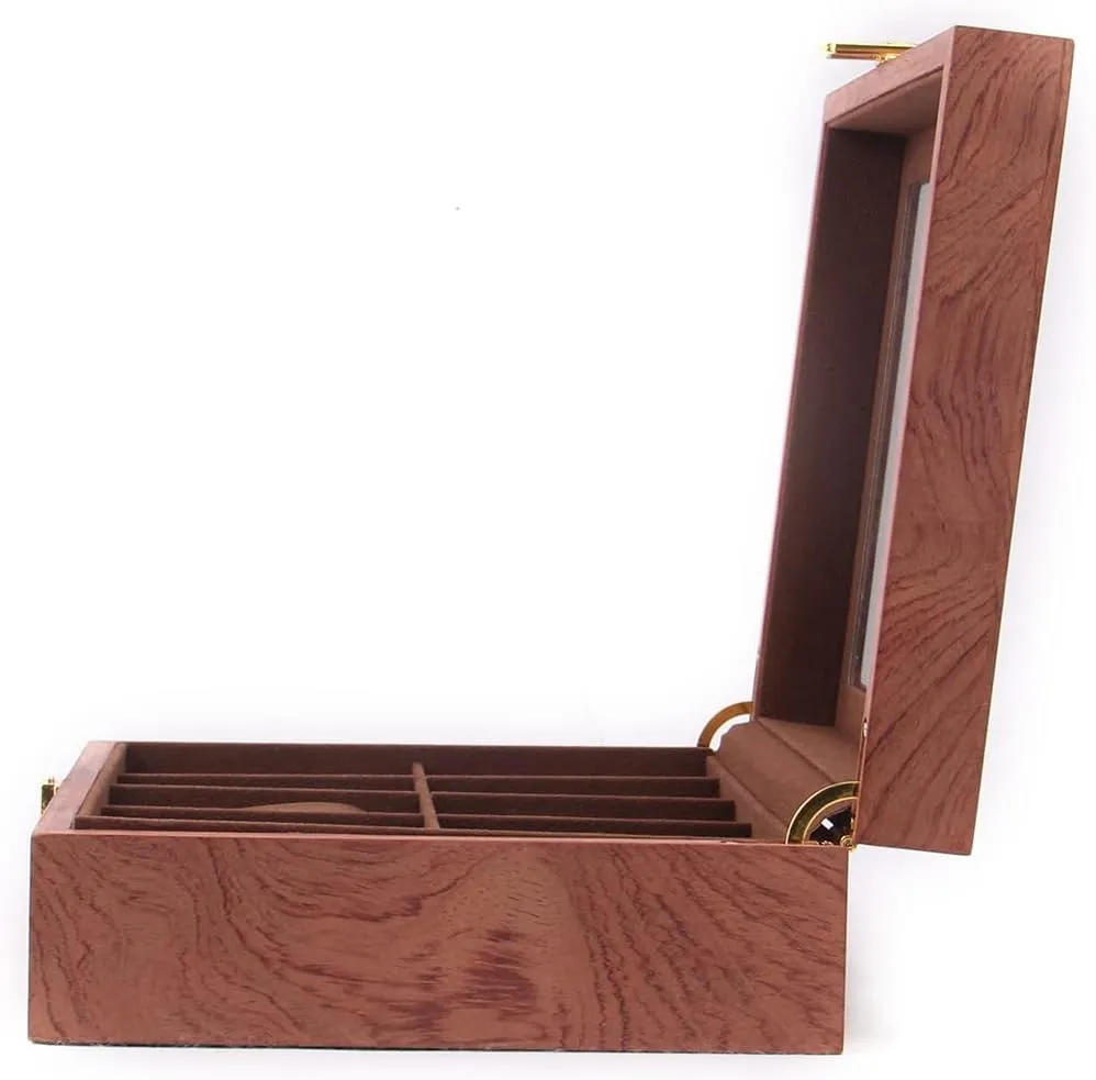 Men Women, Wooden Watch Case with Clear Glass Lid, Rosewood Grain Watch Display Storage Box for youngster Storage and Display Watch Jewelry DouSeiAi 10 Slots Watch Box for 