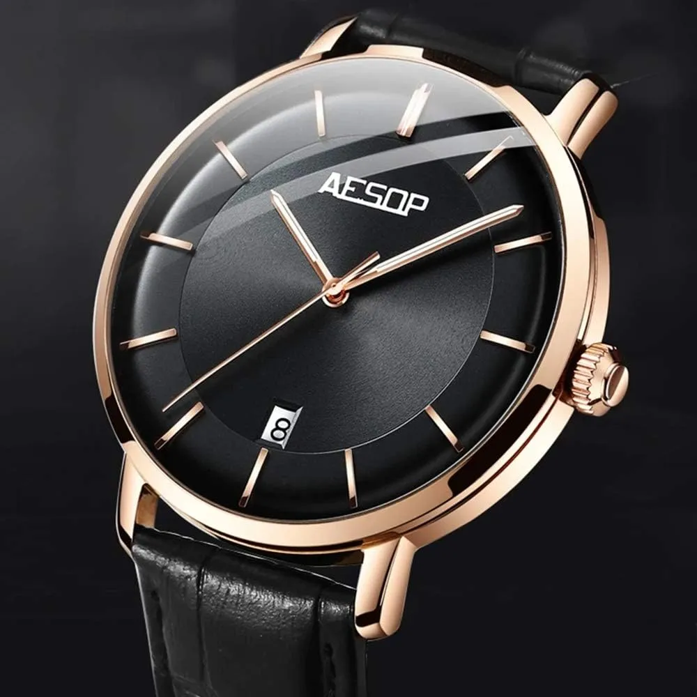 Men's Automatic Mechanical Watches Business Leather Band Luminous Classic Calendar Window residue Waterproof Analog Dress Watch MASTOPLuxury 