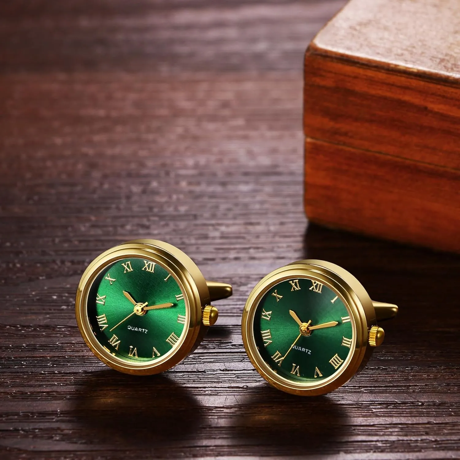 Men's Clip Cufflinks Watches: Analog Quartz Working Pocket profile Watch Gold Silver Avaner 