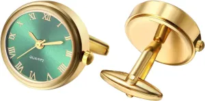 Men's Clip Cufflinks Watches: Analog Quartz Working Pocket profile Watch Gold Silver Avaner 
