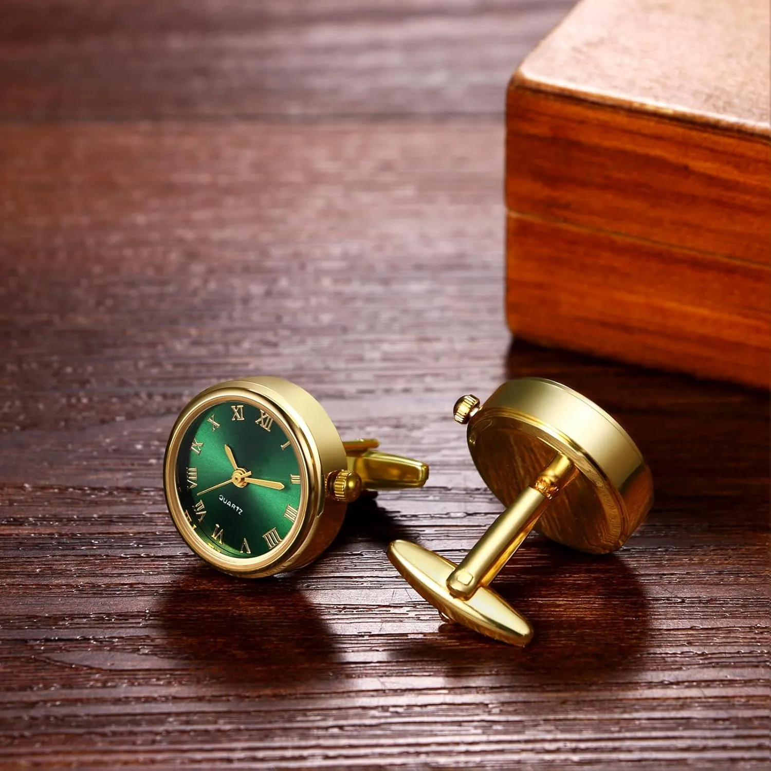 Men's Clip Cufflinks Watches: Analog Quartz Working Pocket profile Watch Gold Silver Avaner 