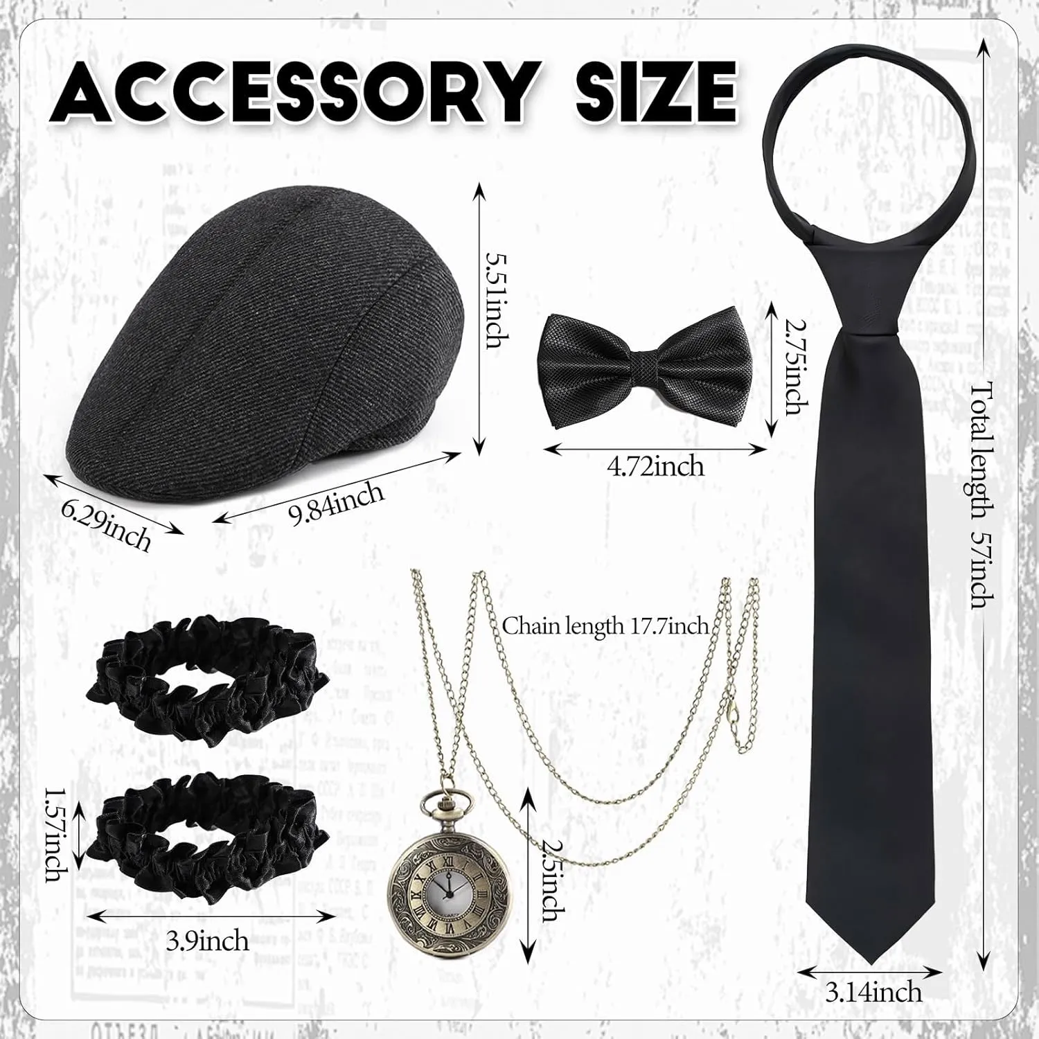 Mens Costume,Roaring 20s Costumes for Men,1920S Mens Outfit Accessories with radio kinship dilute Vest Hat Pocket Watch Tie Armband 1920s 