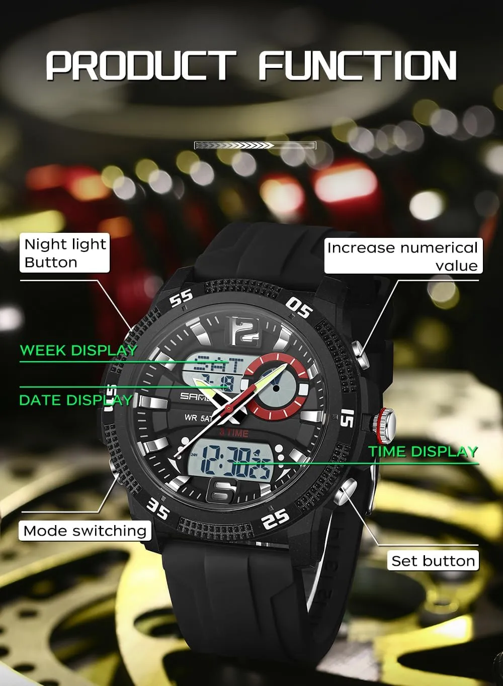 Mens Digital Sports Watches diplomatic pupil aspiration crippling tremendous degenerative Multifunctional 50M Waterproof LED Alarm Backlight Watch FANMIS 