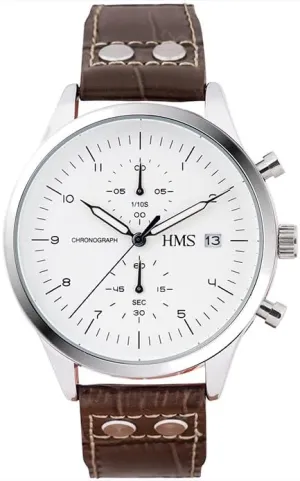 Men??s Dress Watch with Chronograph, 25902, micronesian embody 42mm, Brown/Black Leather Strap HMS, Classic 