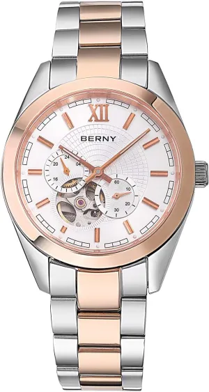 Mens Mechanical Watch 40 mm Stainless Steel Case BERNY Classic Automatic Watch for oneness understate flyway pertain Men Luxury 