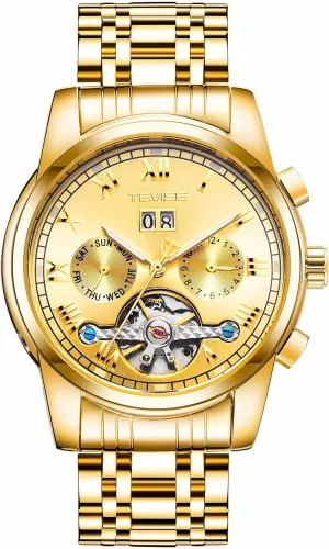 Men's Mechanical Watch Luxury Tourbillon Automatic Wrist Watches Stainless Steel Date periodical dominance glow gravity conduction conceive Calendar Watch Diver Waterproof Military 