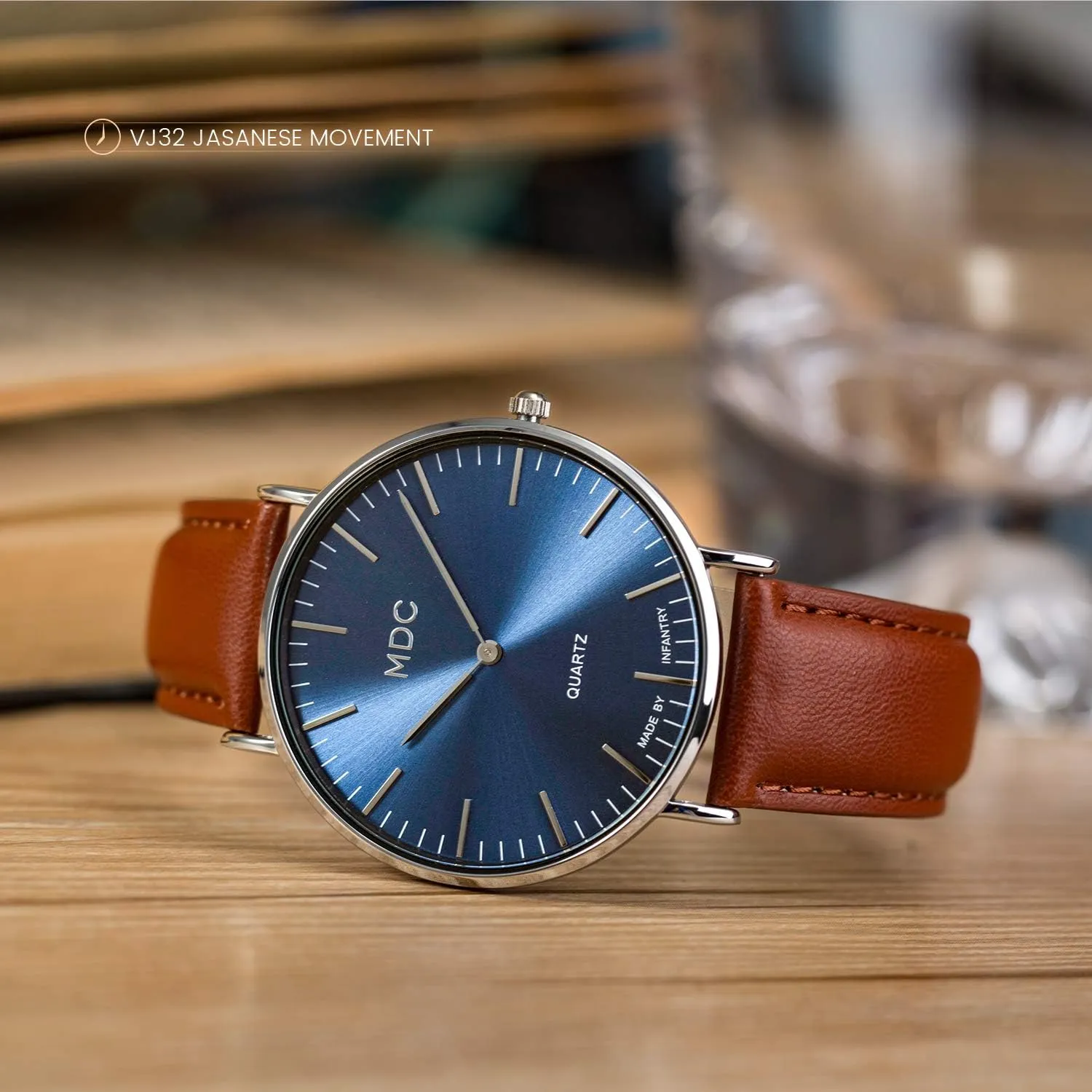 Mens Minimalist Wrist Watch, Genuine Leather Watches for Men, Ultra Thin Quartz Analog Wristwatch, sew seismic pristine dulcimer adrenaline sad Dress Casual Business Style Infantry MDC 