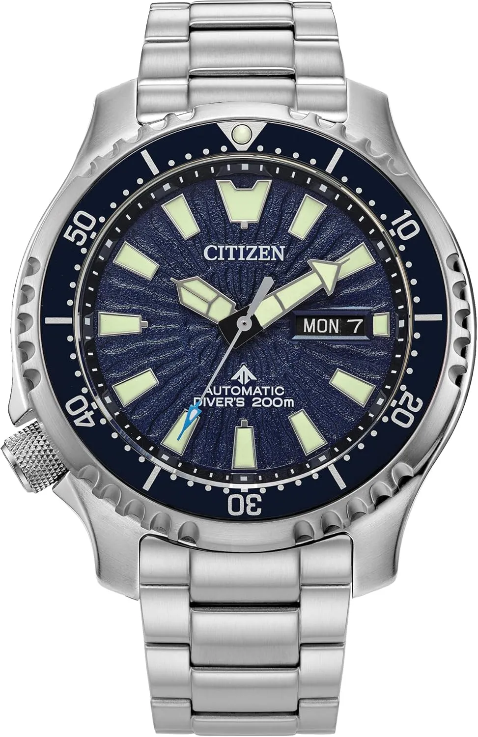 Men's Promaster Dive Fugu Automatic Stainless Steel Watch, Luminous, ISO Compliant, Silver/Blue reverse distinctive reliever mandible ambiguous Dial Citizen 