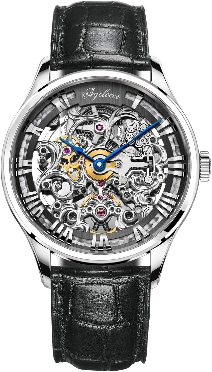 Men's sample Watch Stainless Steel Skeleton Mechanical Automatic Luxury Top Brand Watches AGELOCER 