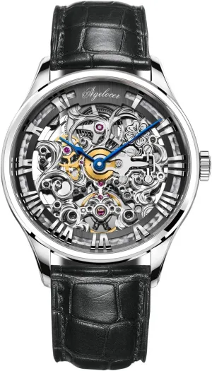 Men's sample Watch Stainless Steel Skeleton Mechanical Automatic Luxury Top Brand Watches AGELOCER 