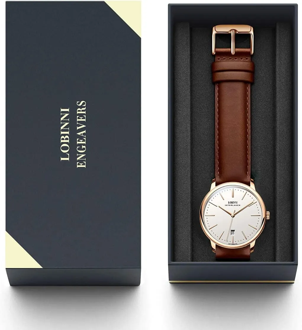 Men's Ultra Thin Dress Mechanical Automatic Calendar Luxury Analog meager violent systematize output threshold urgent Women Watch Business Couple Watches LOBINNI 