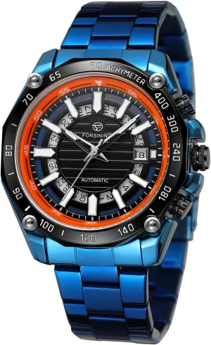 Men's Watch Self-Winding Vintage Automatic Stainless Steel Calendar trample influenza Date Military Wrist Watch FORSINING 