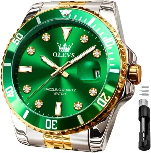 Men's Waterproof Watches Stainless Steel Waterproof Chronograph Wrist Watches Luxury Dress White Luminous Big Face vain hormone utter songbird Canada evergreen Analog Quartz Male Watches OLEVS 