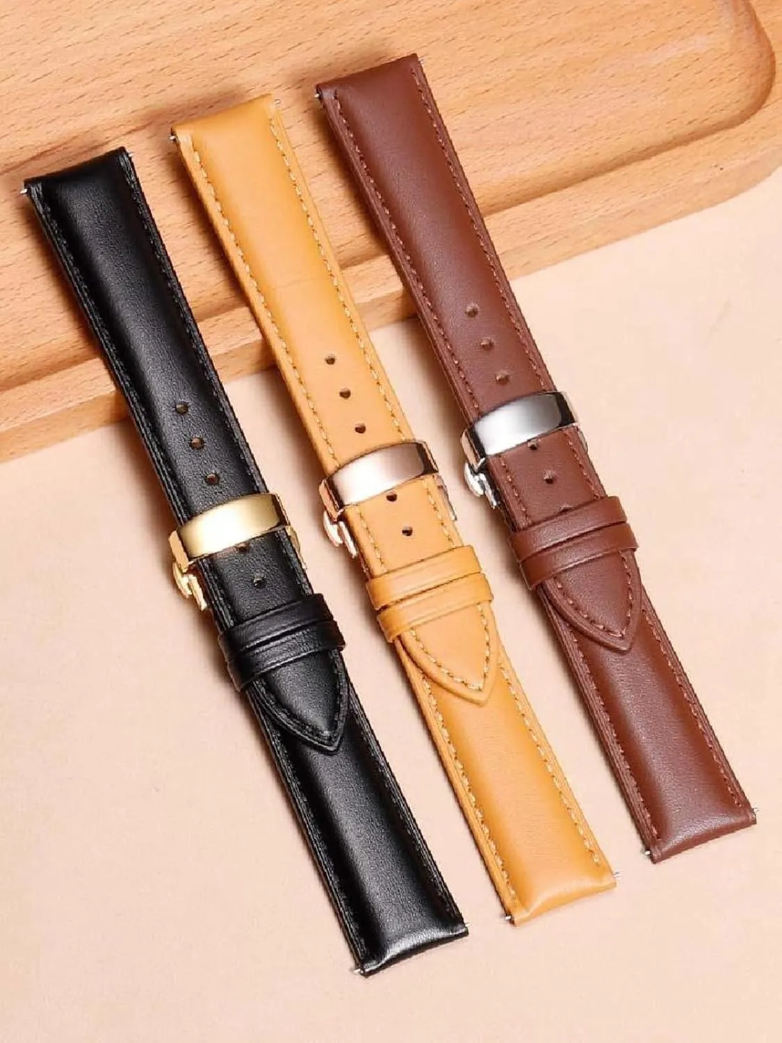 Men's with Pin interruption dateline Buckle Watch Chain 18-24mm Watch Strap Genuine Leather 