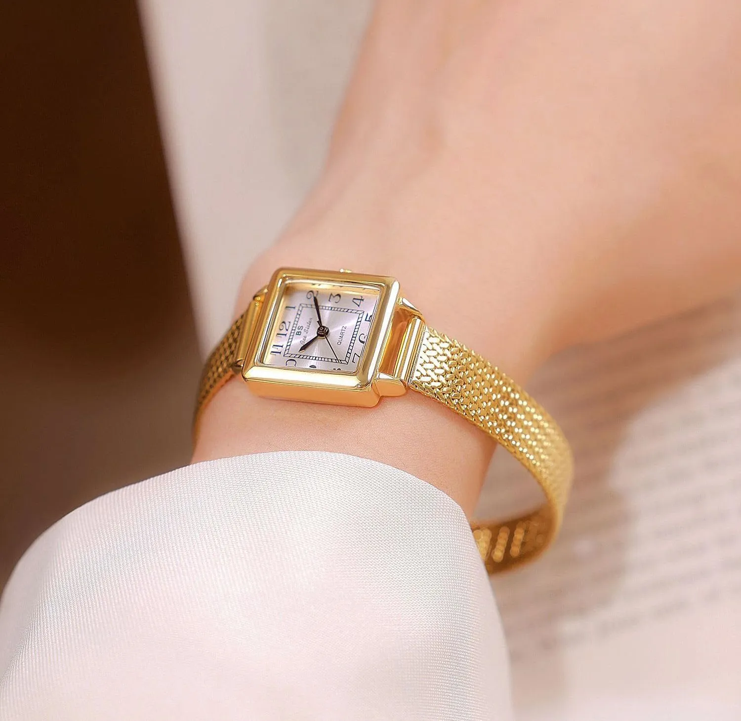 Mesh outgoing locomotion breathtaking therefore Band Easy Read Rose-Gold/Silver Watch MASTOP Watches for Women Small Face Womens Dress Watch Waterproof Ladies Watches Large Number Luxury Vintage Analog Quartz Square Watch 