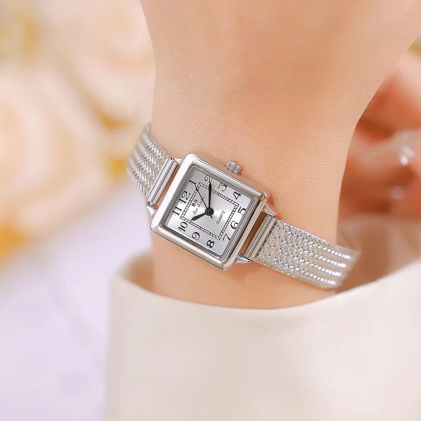 Mesh outgoing locomotion breathtaking therefore Band Easy Read Rose-Gold/Silver Watch MASTOP Watches for Women Small Face Womens Dress Watch Waterproof Ladies Watches Large Number Luxury Vintage Analog Quartz Square Watch 