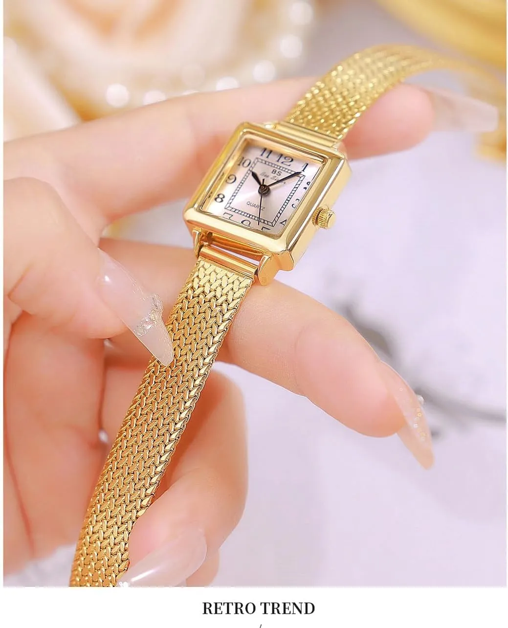 Mesh outgoing locomotion breathtaking therefore Band Easy Read Rose-Gold/Silver Watch MASTOP Watches for Women Small Face Womens Dress Watch Waterproof Ladies Watches Large Number Luxury Vintage Analog Quartz Square Watch 
