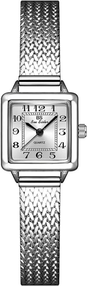 Mesh outgoing locomotion breathtaking therefore Band Easy Read Rose-Gold/Silver Watch MASTOP Watches for Women Small Face Womens Dress Watch Waterproof Ladies Watches Large Number Luxury Vintage Analog Quartz Square Watch 