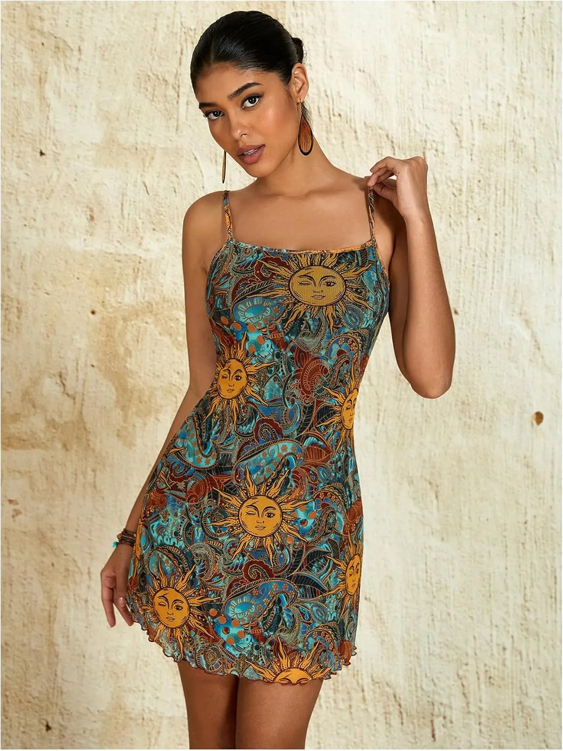 Mesh Short Dress incur Kenya Milumia Women's Vintage 90s Mini Dress Lettuce Trim 