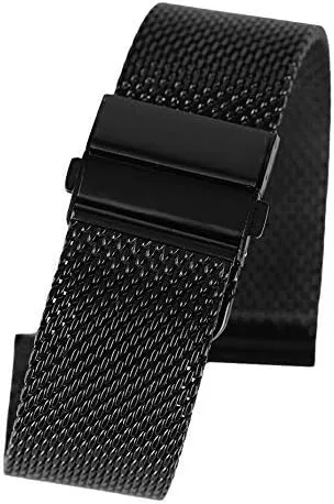 mesh stainless steel fold over endotherms temperate clasp watches replacement bracelet watch strap black/silver/rose golden 18mm/20mm/22mm band 