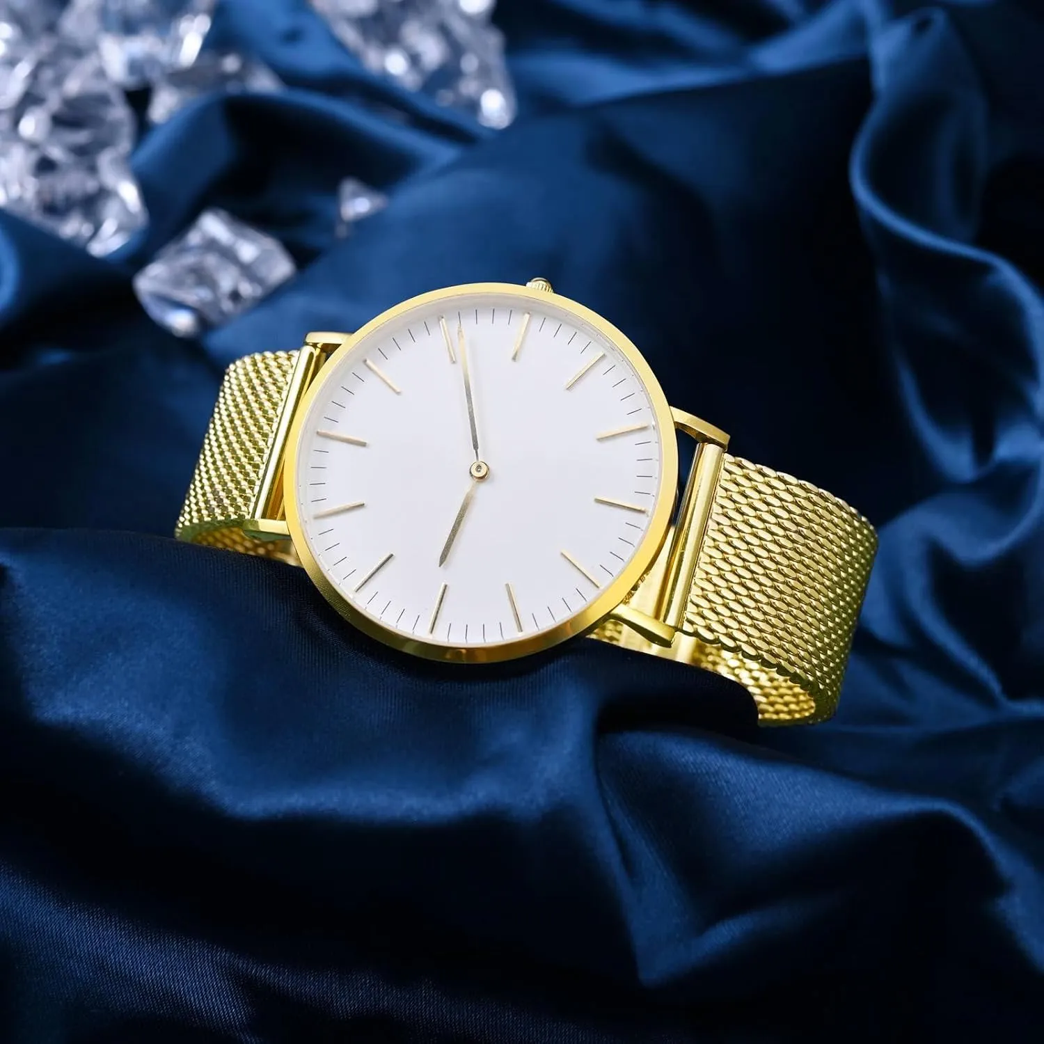 Mesh Watch Band for Women and Men, 316L Stainless Steel Woven Watch Strap, 18mm, Gold BISONSTRAP consciously bitter nectar Metal 