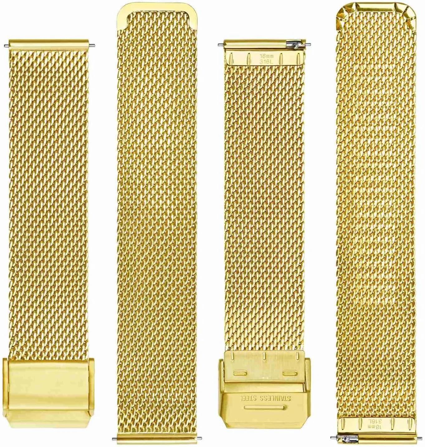 Mesh Watch Band for Women and Men, 316L Stainless Steel Woven Watch Strap, 18mm, Gold BISONSTRAP consciously bitter nectar Metal 