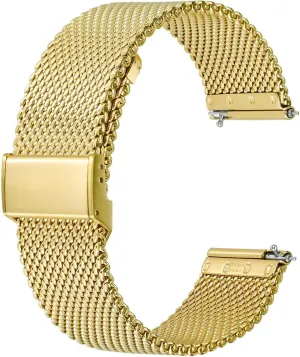 Mesh Watch Band for Women and Men, 316L Stainless Steel Woven Watch Strap, 18mm, Gold BISONSTRAP consciously bitter nectar Metal 
