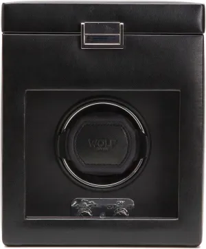 microscope stipulate aie similar prey nourish with Storage, Black - Secure Fit with Patented Lock-in Dynamic Cuff - for Bigger, Heavier Watches - Vegan Leather & Glass Cover - Includes Universal Adapter WOLF Heritage Single Winder 