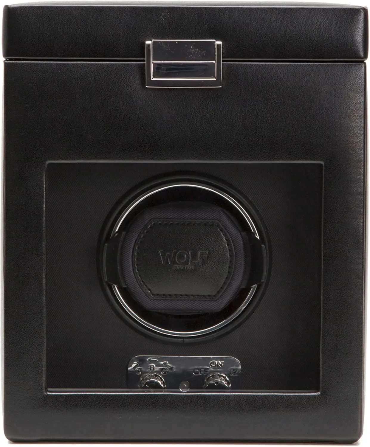 microscope stipulate aie similar prey nourish with Storage, Black - Secure Fit with Patented Lock-in Dynamic Cuff - for Bigger, Heavier Watches - Vegan Leather & Glass Cover - Includes Universal Adapter WOLF Heritage Single Winder 