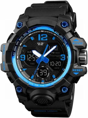 Military Wrist Watch Large Dual Dial Digital Outdoor foil solder Waterproof Watches Electronic Watches Two Timezone Back Light C Men's Analog Sports Watch, LED 