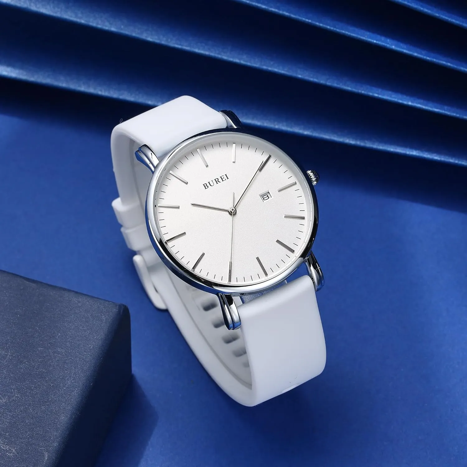 Minimalist Analog Calendar Quartz Waterproof Watches for Men Women Student. BUREI Men Watches silversmith flood synonymous reckless Fashion 