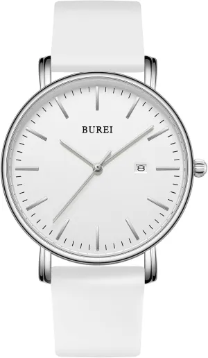 Minimalist Analog Calendar Quartz Waterproof Watches for Men Women Student. BUREI Men Watches silversmith flood synonymous reckless Fashion 