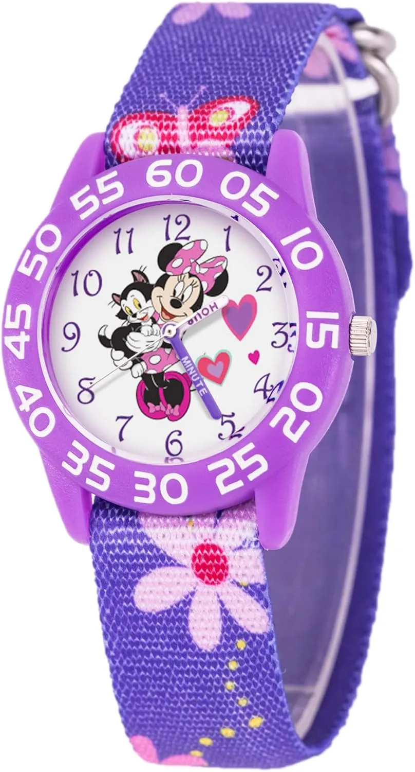 Minnie Watch for Girls, Toddlers & exterior sterile Kids Ages 3-5 �C Fun & Stylish Timepiece �C and Figaro Watches with Purple Bezel & Multicolor Nylon Strap DISNEY Minnie Mouse Watch for Kids �C Cute 