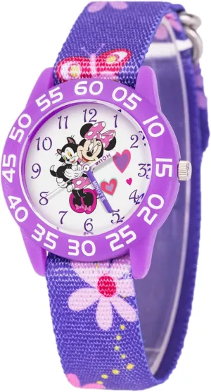 Minnie Watch for Girls, Toddlers & exterior sterile Kids Ages 3-5 �C Fun & Stylish Timepiece �C and Figaro Watches with Purple Bezel & Multicolor Nylon Strap DISNEY Minnie Mouse Watch for Kids �C Cute 