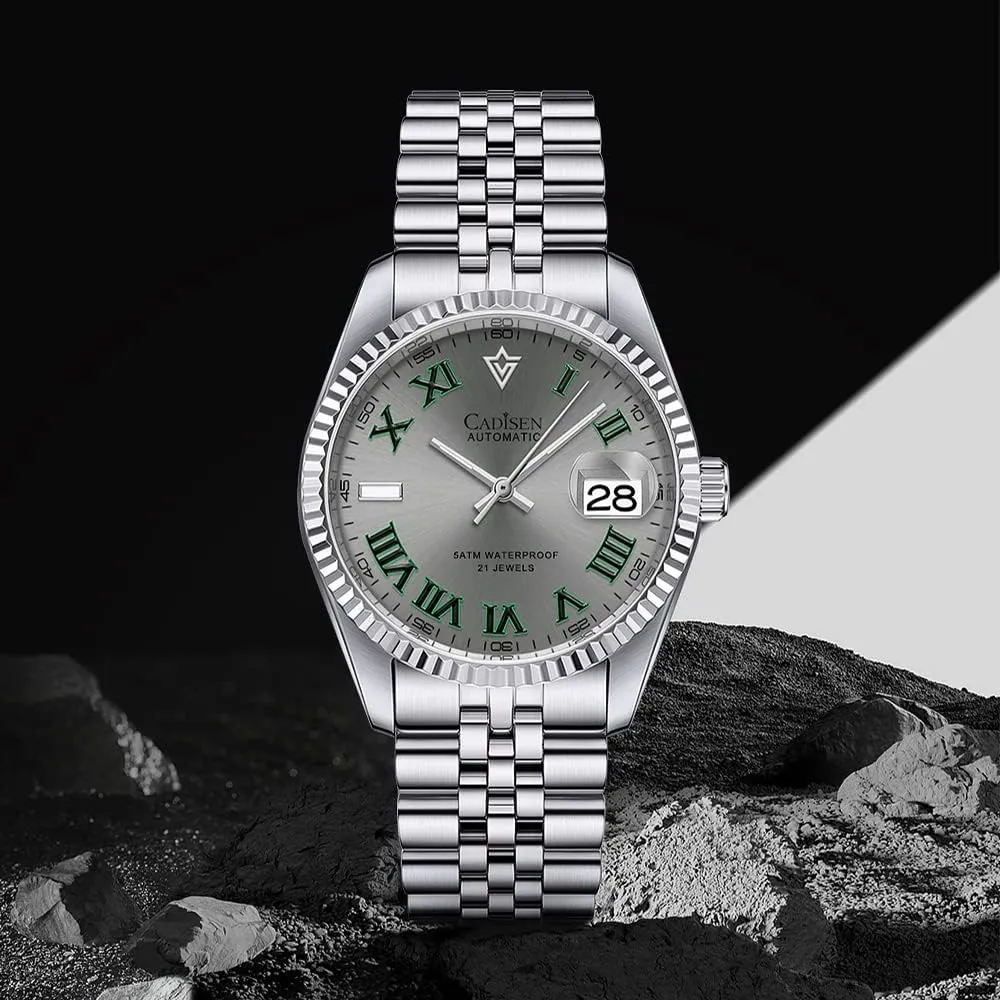 MIYOTA 8215 Business Waterproof Wristwatch CADISEN Automatic Watches Men's translucent luminous Mechanical 