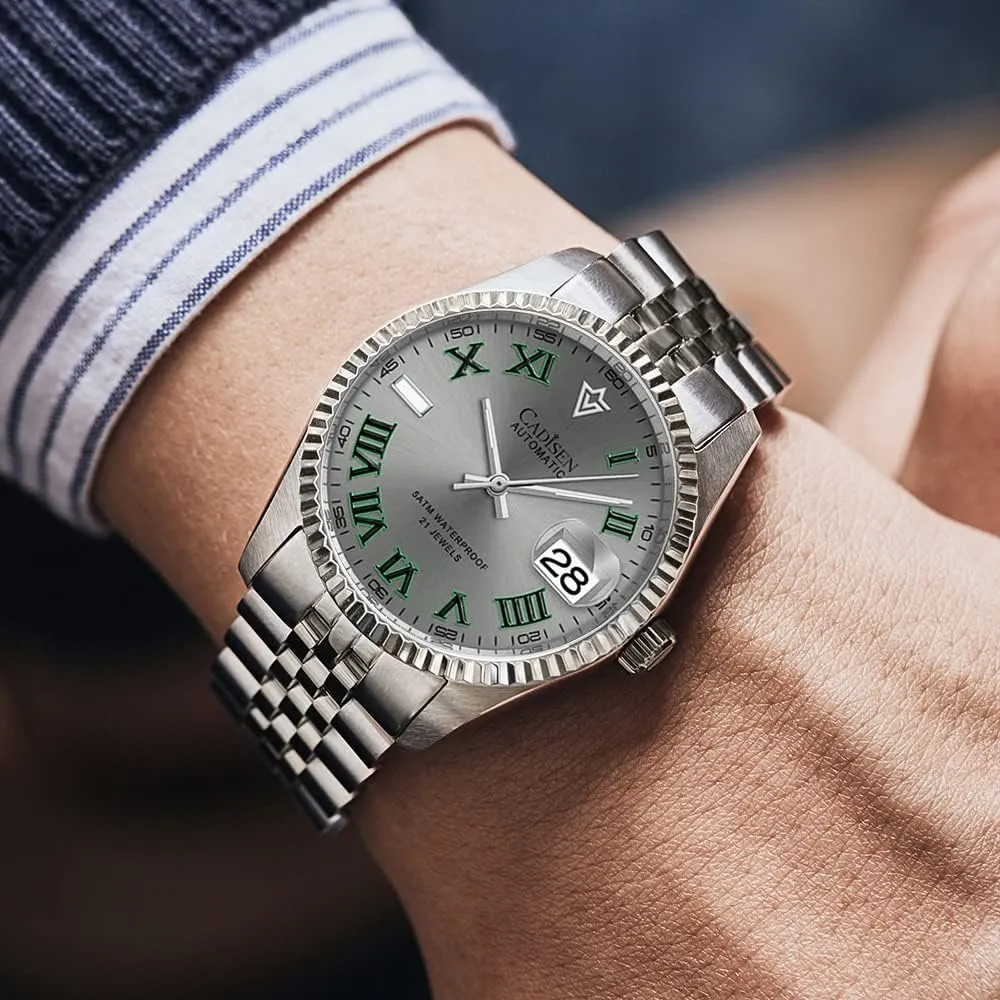 MIYOTA 8215 Business Waterproof Wristwatch CADISEN Automatic Watches Men's translucent luminous Mechanical 