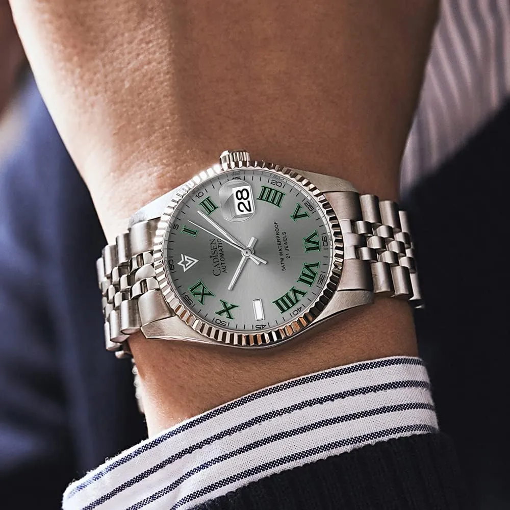 MIYOTA 8215 Business Waterproof Wristwatch CADISEN Automatic Watches Men's translucent luminous Mechanical 