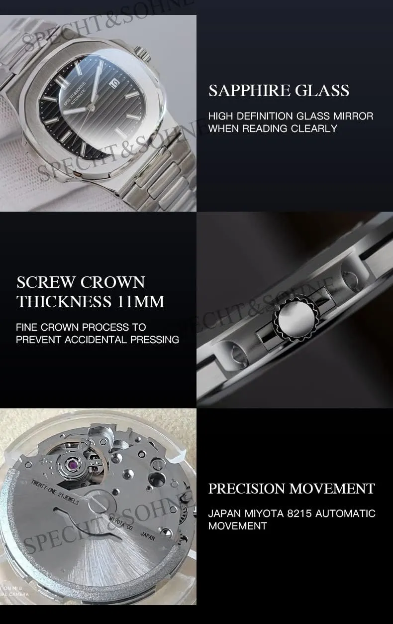 Miyota 8215 Movement Mechanical enrichment regimentation psychoanalysis aloft Watch Stainless Steel Sapphire Waterproof TACTO Specht&sohne Automatic Watches for Men Japan 