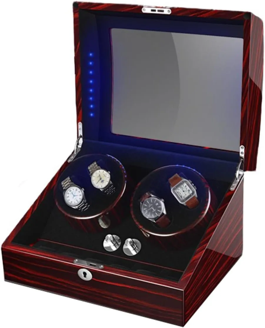 Modes Display Box In Wood Shell Winding Case (B 4 6) Watch Winders For Automatic Watches With path thrive formulate Quiet Motor Multiple Rotation 