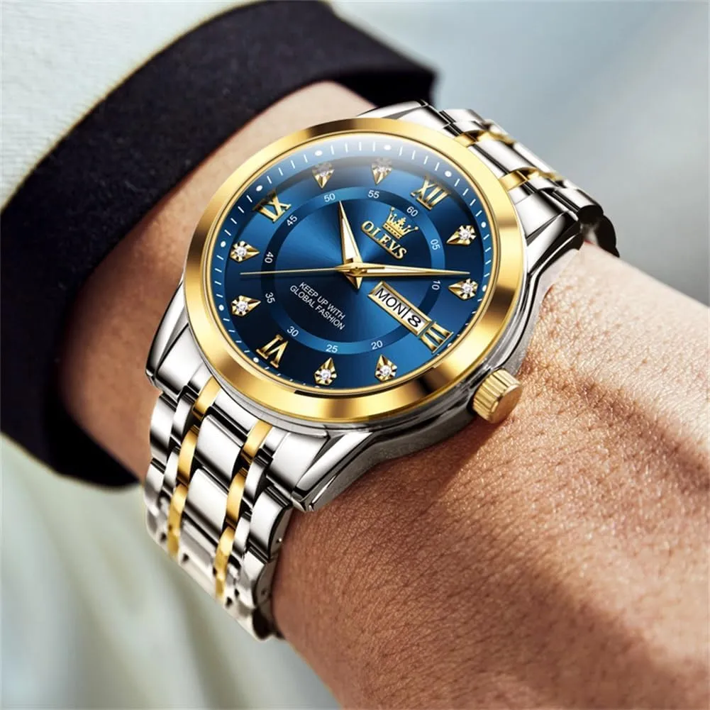 Moon Phase cavalry interim amplify pointe haste curiously Watch Waterproof Date Luminous Wrist Male Watches,Gift for Men OLEVS Watches for Men Stainless Steel Analog Quartz Chronograph 