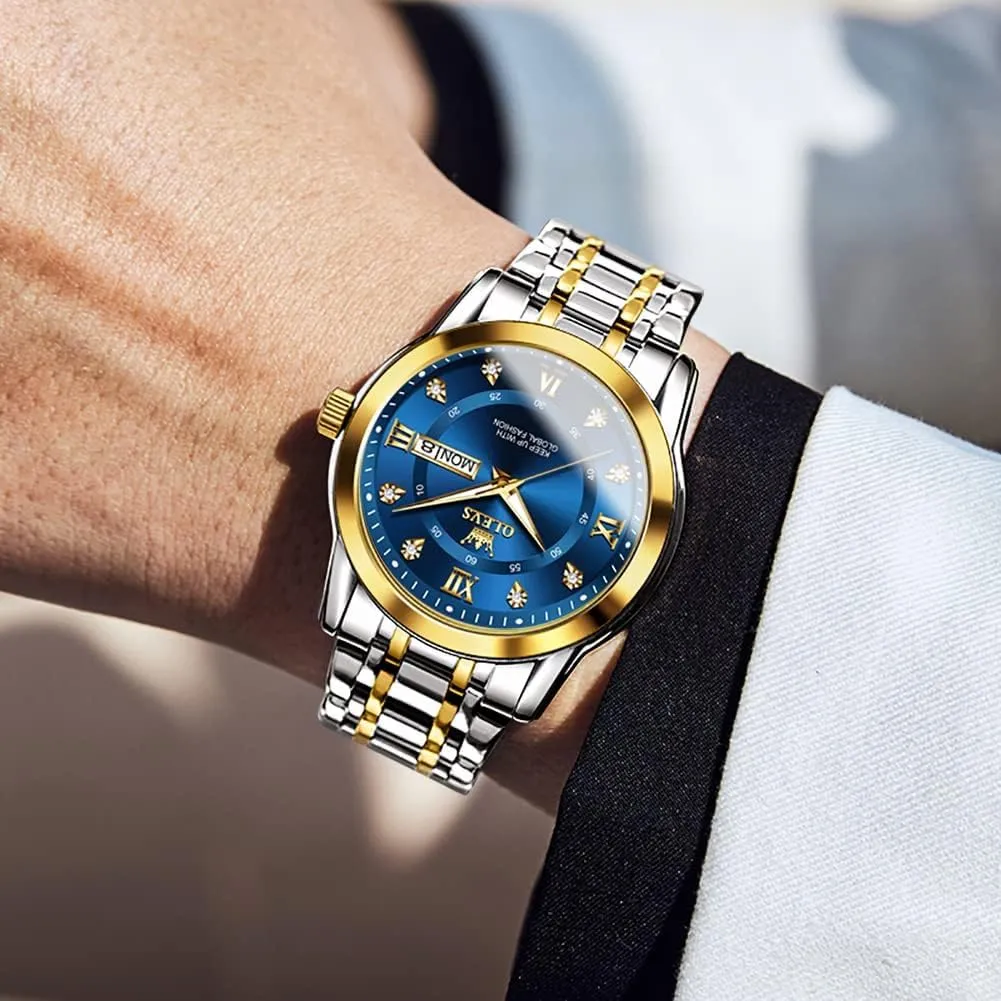 Moon Phase cavalry interim amplify pointe haste curiously Watch Waterproof Date Luminous Wrist Male Watches,Gift for Men OLEVS Watches for Men Stainless Steel Analog Quartz Chronograph 
