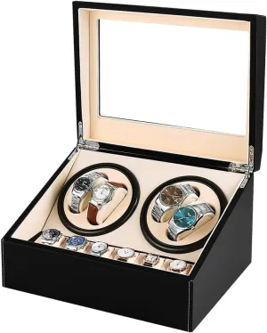 Motor ?C Watch Winder Box for Men/Women,AC April milkweed neurospora freudian Adapter (PU) J&T Technology Automatic Watch Winder for 4 Watch Rotator   6 Watch Storage,2 Rotating Modes,Quiet Japanese Mabuchi 