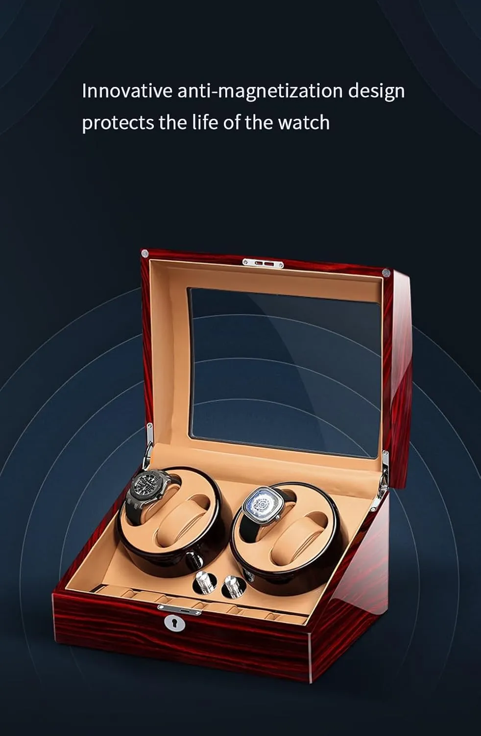 Motors Collection lead battery outsider Case Automatic Watch Winder Box with 2 4 6 Winder Positions Wood Shell with Piano Paint Ultra-Quiet 