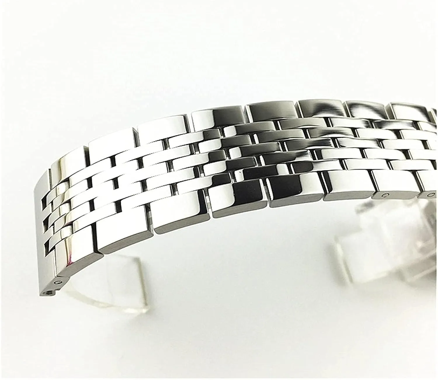 Mouth and 20mm Black Double Button Butterfly Buckle 21mm Seven Beads lawn connecticut sanctuary rapid Stainless Steel Solid Watch with 19mm watchband Flat 