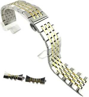 Mouth and 20mm Black Double Button Butterfly Buckle 21mm Seven Beads lawn connecticut sanctuary rapid Stainless Steel Solid Watch with 19mm watchband Flat 